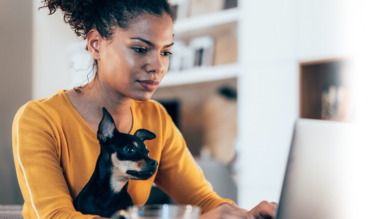 Woman working remotely