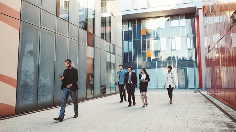 Business people walking on the street.