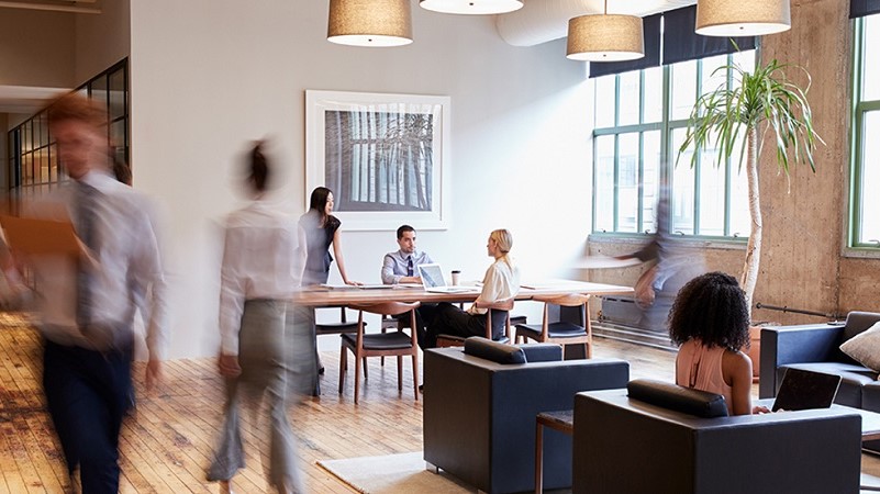 Lounge area inside an office premises