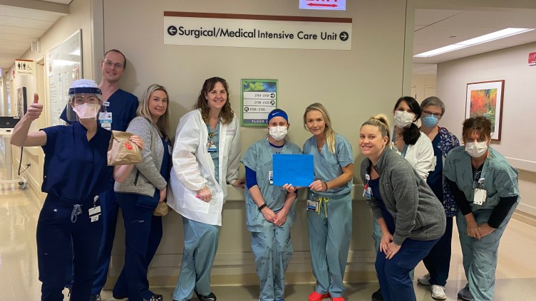 Group picture of the medical team inside the hospital