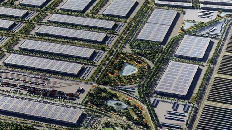 Aerial view of Sandow Lakes