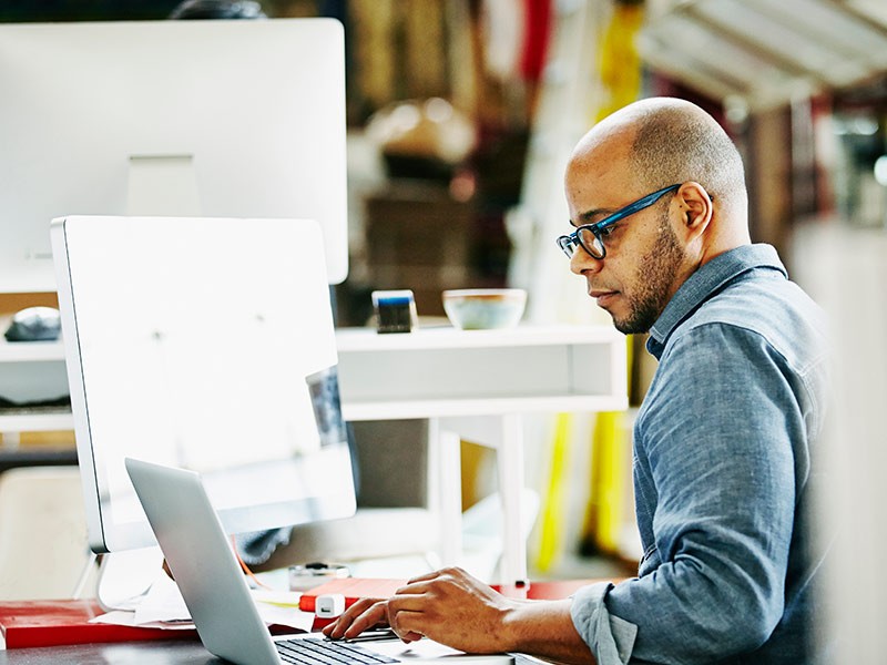 A man working on a laptop