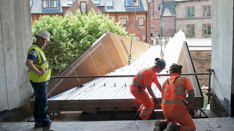 Workers doing construction work