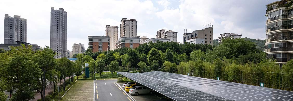 Car parking with installed solar panel