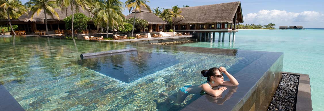 A girl swimming in the pool