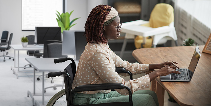  Woman looking at data on a computer screen